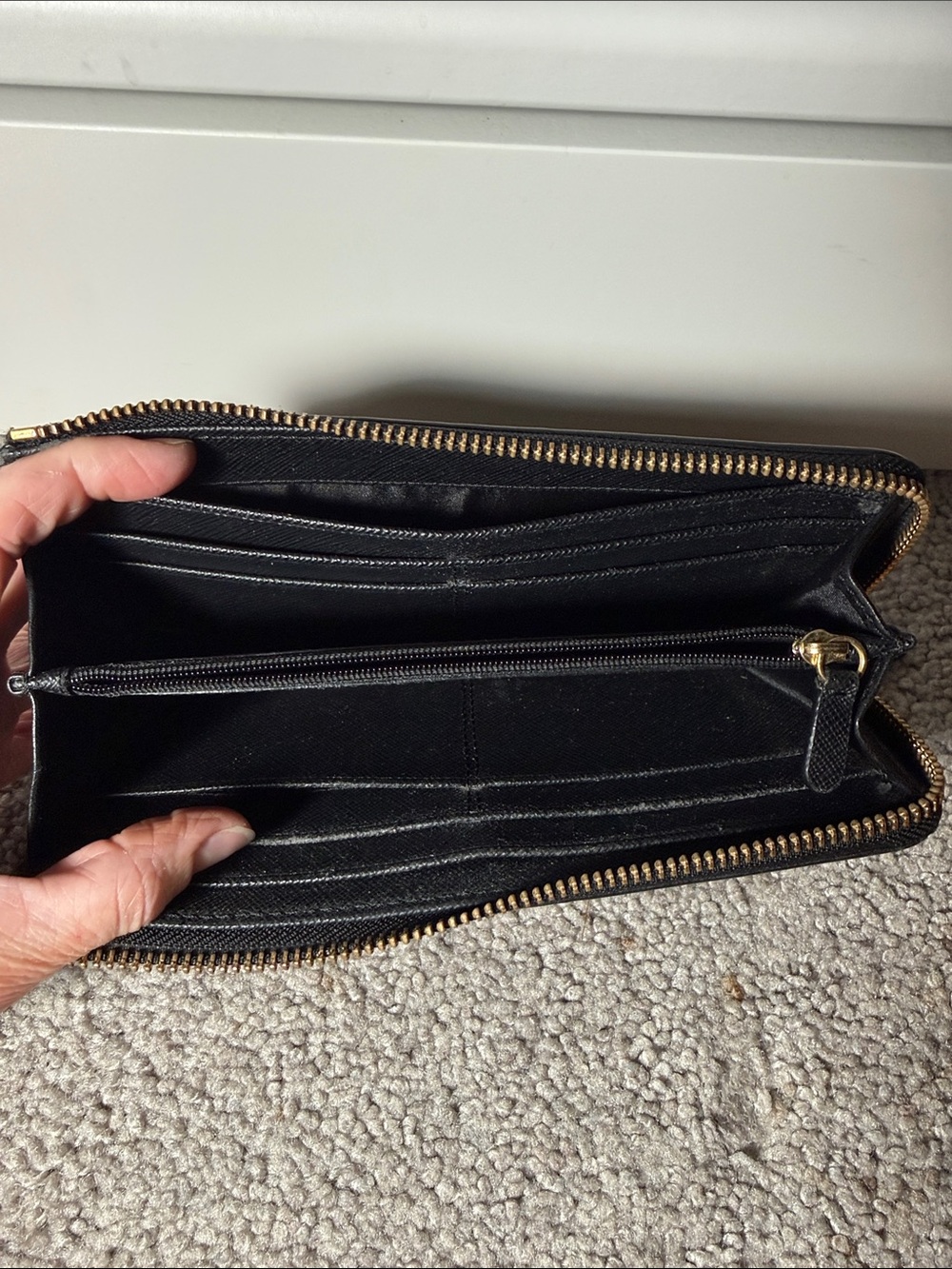 Coach Signature Canvas Zip Wallet in Khaki and Black - Picture 2 of 2